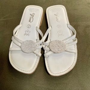 Girls Beaded Leather Sandal Italian made